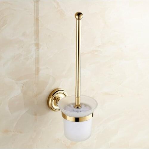 Golden brush holder brass bathroom toilet wash holder toilet brush toilet cleaning kit Cup