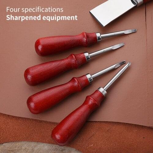 1pc 1/1.2/1.4/1.6mm Leather Edge Beveler Skiving Beveling Knife Cutting Hand Craft Tool with Wood Handle DIY Tools