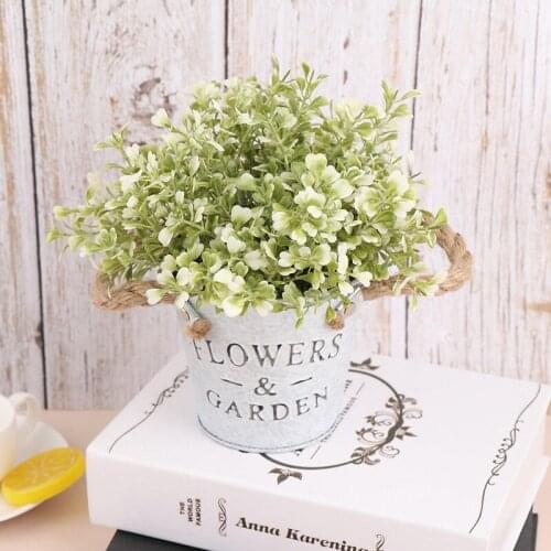 1PC Metal Buckets Planters Flower Decorative Vases Flowerpot With Rope Handles