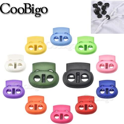 20pcs Mixed Colorful 5mm Hole Plastic Stopper Cord Lock Bean Toggle Clip Apparel Shoelace Sportswear Accessories
