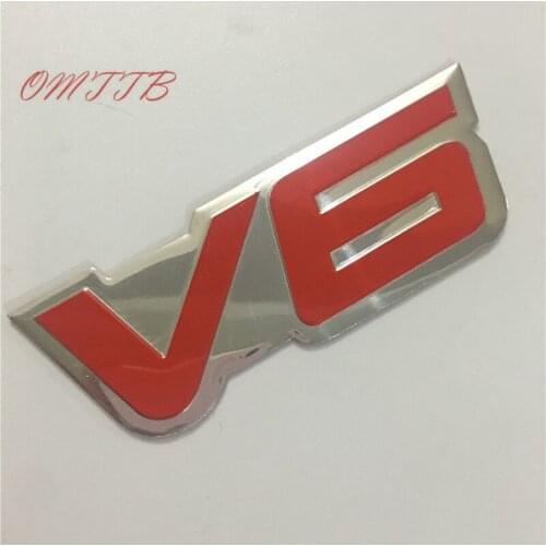 3D Metal V6 red Emblem Badge Decal Trunk Auto Motor car Sticker Fiesta Kuga Ranger Galaxy Fusion car styling