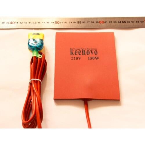5"X6" 150W 220V KEENOVO Silicone Plate Engine Block Oil Pan Hydraulic Tank Heater w/ 2m Cord+Plug+3M PSA+90C Thermostat+Sponge