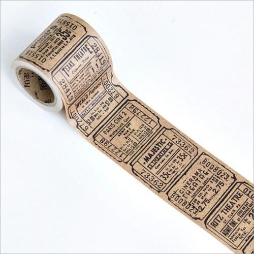 50mm Wide Vintage Kraft Old Ticket Stub Decorative Planner Washi Tape DIY Diary Scrapbooking Masking Tape Escolar