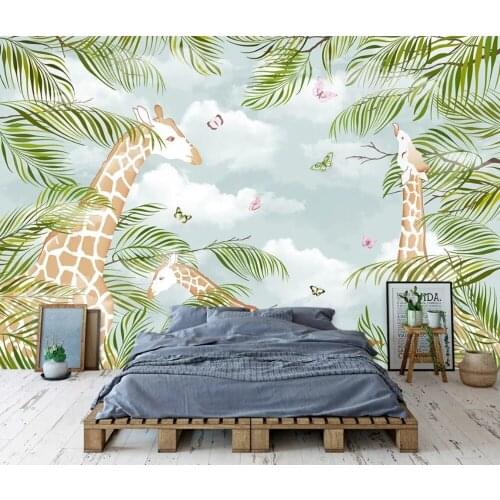 Bacal Cartoon Photo Animal Giraffe mural wallpaper kids Room Backdrop Wall Mural 3D Wallpaper For Kids Room Home Decoration