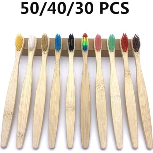Adults Bamboo Toothbrush 50PCS Adult Soft Bristle Wooden Tooth Brush Natural Bamboo Handle Oral Care Eco Friendly Tooth Brush