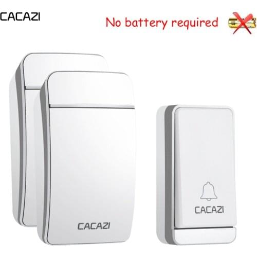 CACAZI Home Waterproof Wireless Doorbell Self-Powered LED Light No Battery Button Cordless Ring Bell EU Plug 38 Chime 3 Volume