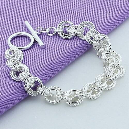 925 Sterling Silver Bracelets Bangles For Women Bracelet Round Circle Chain Bracelets For Girls Best Gift