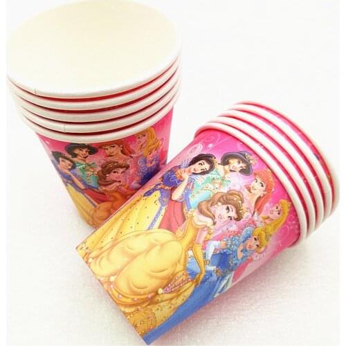 Disney Six Princess Theme Paper Cup Cinderella Theme Children Favors Cup Birthday Party Baby Shower Decoration Supplies 10pcs