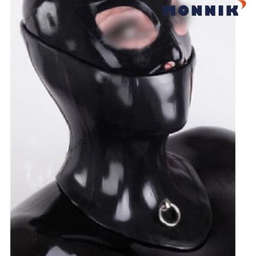 MONNIK latex Heavy Latex Rubber Boned Corset Collar Black 1.0mm Latex mask