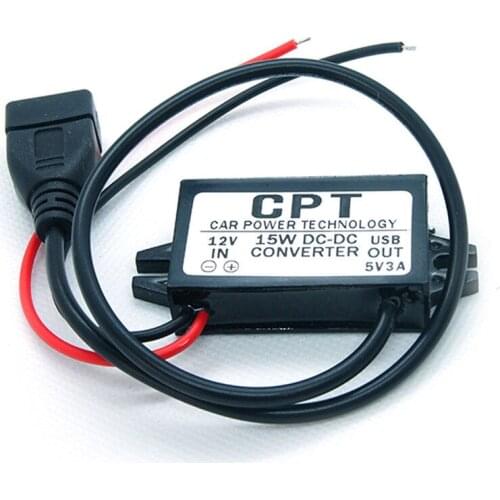 DC-DC 12V to 5V 3A 15W Car Power Converter Micro Mini USB Step Down Voltage Power Supply Output Adapter Low Heat Auto Protection