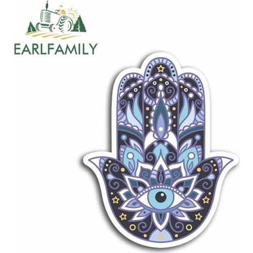 EARLFAMILY 13cm x 13cm For Hamsa Hand Hamsa Hand ReligionFunny Car Stickers Fashion Occlusion Scratch Bumper Window Stickers