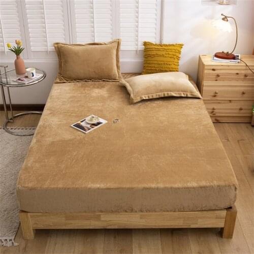 Elastic Fitted Sheet Flannel Soft Bed Sheet Mattress Cover Solid Color 1pcs Winter Warm Soft Queen 180X200cm No Pillowcase