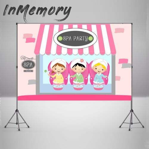 Photography Background Custom Pink Spa birthday party Baby Shower Backdrops for photo studio banner photoshoot 7x5ft
