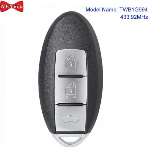 KEYECU for Nissan Lannia 2016 Smart Remote Key Fob Model Name: TWB1G694 433.92MHz ID46 Chip