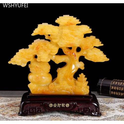 Chinese Resin Plant Model Ornaments Living Room Wine Cabinet Sculpture Decoration Home Feng Shui Lucky Fortune Decor Accessories