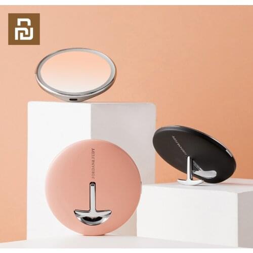 Youpin HD Makeup Mirror with LED Color Blue Light Cosmetic Mirror Mini Portable Touch Control Sensing Mirror For Beauty Makeup