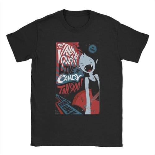 Men Marceline Vampire Queen Live At Candy Tavern T Shirt Adventure Time 100% Cotton Clothing Short Sleeve Tee Shirt 6XL T-Shirts