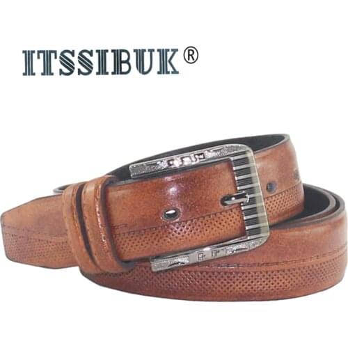 ITSSIBUK men belt new fashion classic vintage pin buckle men high quality fashion vintage male strap for jeans cow