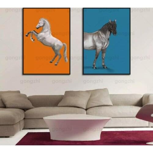 Contrasting Color Handsome Horse Hd Canvas Painting Living Room Cafe Horse Farm Wall Decor Printing Modern Art Special Poster