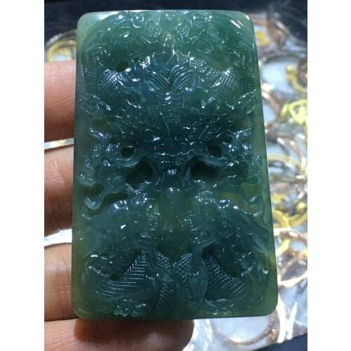 Natural 7A Myanmar jade hollow Handcarved dragon jade emperor green jade pendant jade necklace pendants jewelry jade necklaces