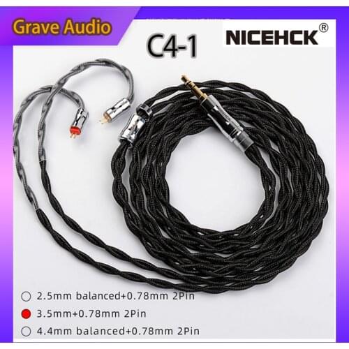 NiceHCK C4-1 6N UPOCC Copper Silver Plated Cable 3.5/2.5/4.4mm Plug MMCX/0.78mm 2Pin/QDC/NX7 Pin For NX7/F3 Moondrop TANCHJIM