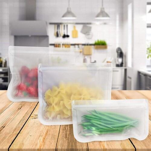 New Arrival 5Pcs Reusable Frosted Self Sealed Sandwiches Food Freezer Storage Bag Organizer