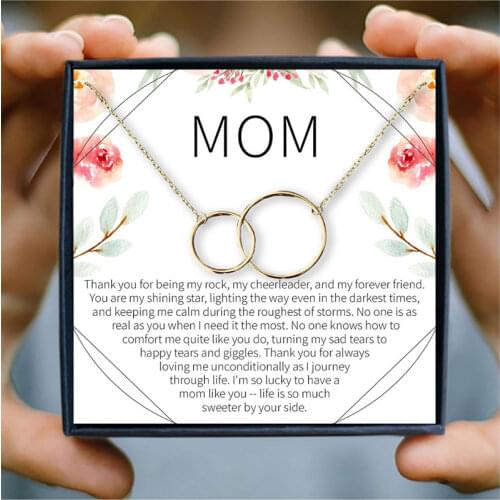 Mother Daughter Necklace Women Mothers Day Gift Two Interlocking Infinity Circles Pendant Necklaces Birthday Jewelry