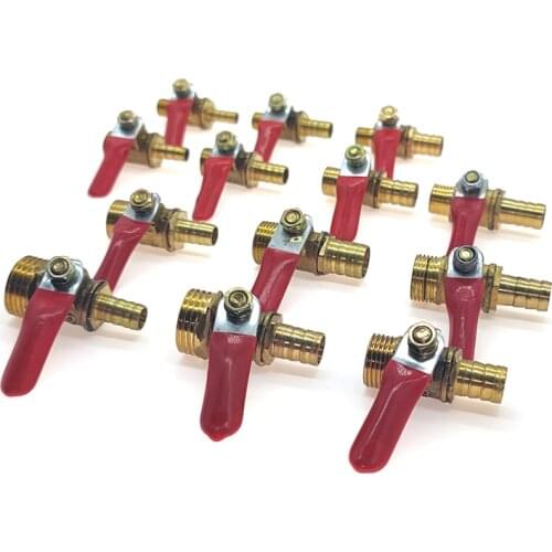 Ball Valve 6-12mm Hose Barb 1/8''1/4''3/8''1/2'' Male Thread Connector Joint Copper Pipe Fitting Coupler Adapter