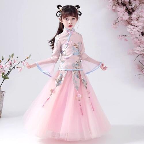 Vintage Girls'Campus Graduation Dance Party Dress Flower Girls Wedding Bridesmaids' embroidered banquet Bridesmaid Dress