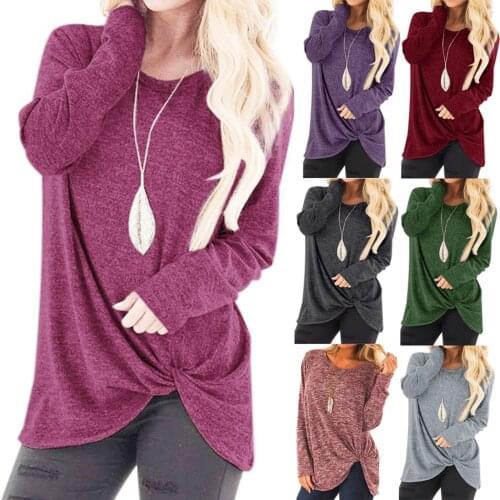 Women Fashion Loose Long Sleeve O-Neck Casual Solid T-Shirt Tops рубашка женская 2021 Tshirt Clothes