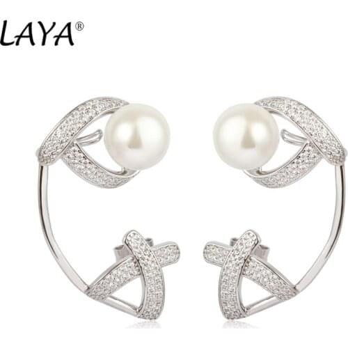 Laya 925 Sterling Silver High Quality Zircon Fashion Irregular Pearl Earrings For Women Parties Hot Selling Jewelry 2021 Trend