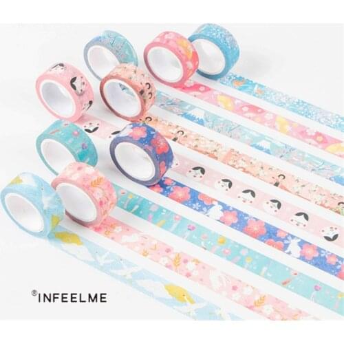 Ayron 1pc 15mm X 7m Kyoto Decorative Washi Tape DIY Scrapbooking Masking Tape Misstime Paper Masking Tapes School Office Supply