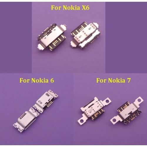 1PCS For Nokia X6 6 7 Micro Usb Charge Port Socket Jack Plug Dock For Nokia X6 TA-1099 6 TA-1000 TA-1003 7 Charging Connector