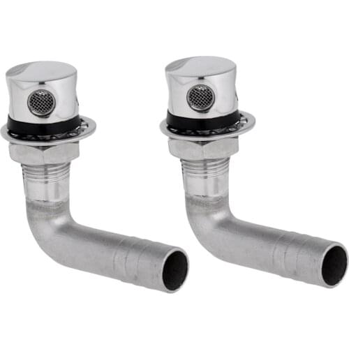 2x Heavy Duty 316 Stainless Steel 90 Degree Bend Gas Fuel Tank Vent Through Hull Scupper for Boat/Yacht (3/5 inch I.D. Hose)
