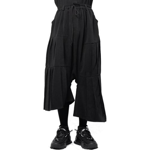 2021 Men clothing Hair Stylist fashion Irregular asymmetric flared wide leg pants plus size costumes 27-46