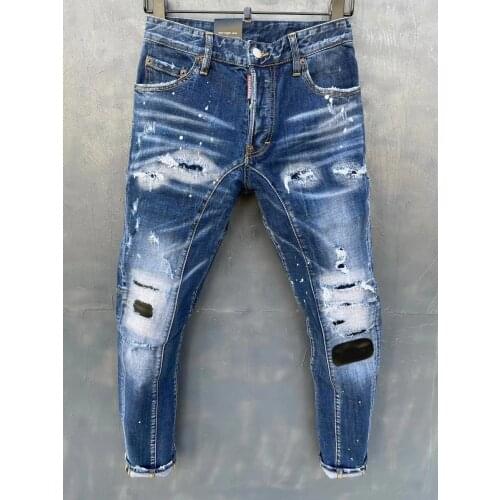2021 New Style DSQ2 Fashion Motorcycle Ripped Paint Jeans T151
