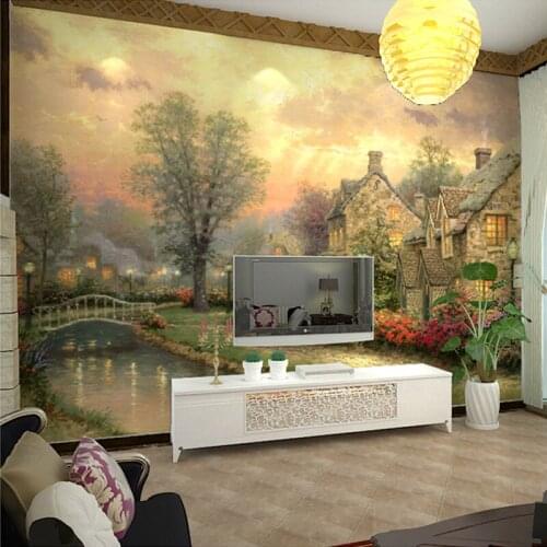 Papel De Parede 3D Nature Scenery Landscape Oil Painting 3D Mural Wallpaper Living Room Bedroom Non-Woven Wall Paper Home Decor