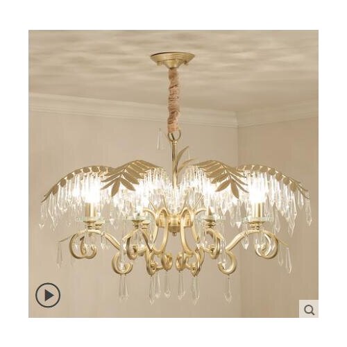 American crystal chandelier restaurant living room personality art leaf chandelier light luxury French bedroom shop chandelier