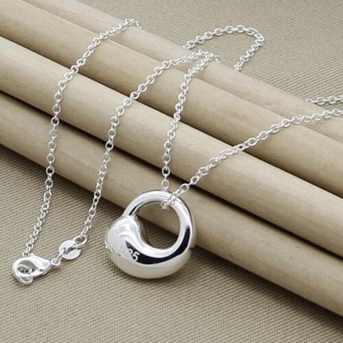 925 Sterling Silver Chain Round Peas Water Drops Pendant Necklace For Women Wedding Engagement Fashion Jewelry Gift