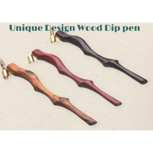 Upgraded Ergonomics Special Shaped Slant Pole Dip Pen Oblique Pen Holder Sandalwood Wooden Calligraphy Pen