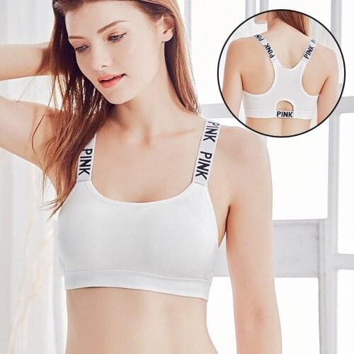 Women Sport Bra Top Letters Condole Belt Padded Yoga Brassiere Fitness Running No Rims Female Push Up Ladys Underwear Vest H40