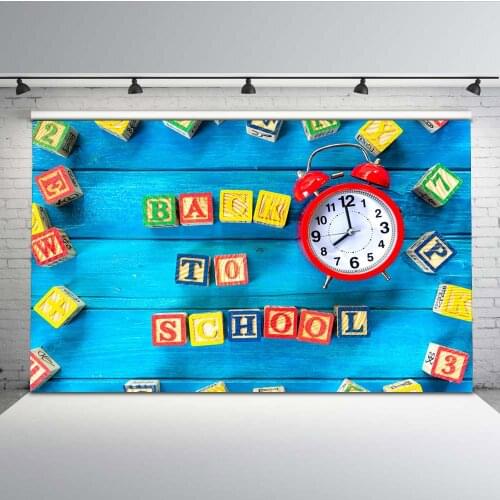 Mehofoto Back to School Photography Backdrops Alarm clock Letters Photo Background Shoot for Kids Props G-650