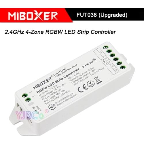 FUT038 (Upgraded) DC12V~24V RGBW led lamp tape dimmer Miboxer 2.4GHz 4-Zone RGBW LED Strip light Controller