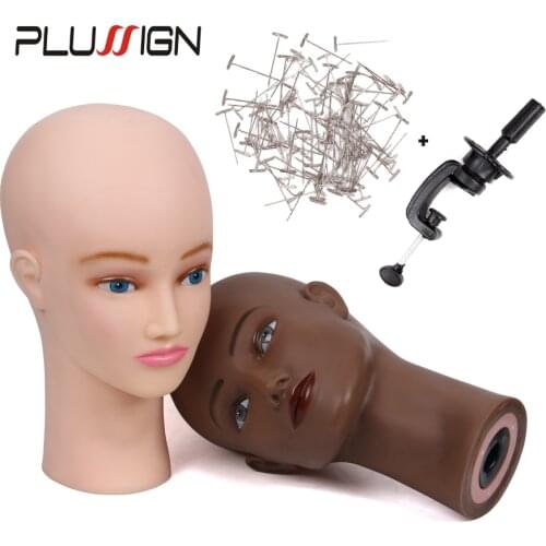 Wig Hat Display Black White 2 Colors Available Female Pvc Mannequin Head Practice Traning Manikin Bald Head With Clamp T-Pins