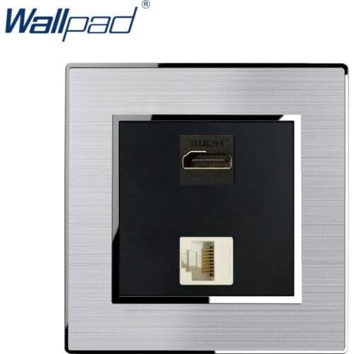 HDMI-compatible USB 3.0 For Data Transmission Wallpad Stainless Steel Panel With Silver Border Wall Socket