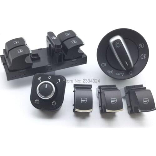 Chrome Headlight Windows Mirror Switch Button 5ND959857 5ND941431B 5ND959565A 5ND959855 for VW Passat B6 Jetta Golf MK5