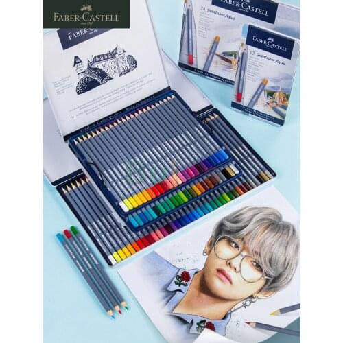 Faber-Castell Goldfaber Aqua Water Soluble Colored Pencil Blue Boxed, 12/24/36/48 Colors Professional Lapis De Cor Supplies
