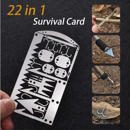 22 in 1 Fishing Gear Hook Card Outdoor EDC Tools Outdoor Camping Supplies Multifunctional Survival Tools