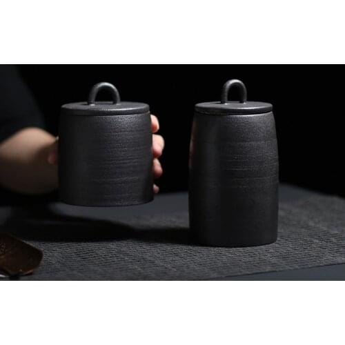 Creative Tea Caddy for Puer Crude Pottery Portable Travel Cans Chinese Porcelain Ceramic Canister Kung Fu Storage Jar canister