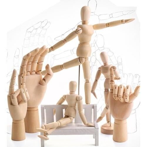 Mannequin Puppet Action Figure Wood Man Manikin Figurines 4.33/5.5/6/8/12/16 Inch Rotatable Joint Model Ornament Home Decor